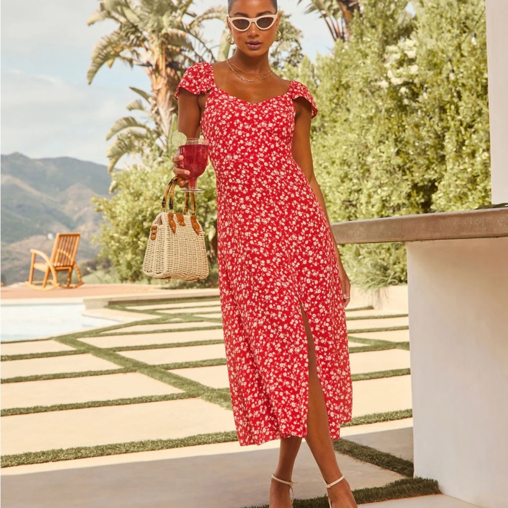 Vici Red Puff Sleeve Sundress